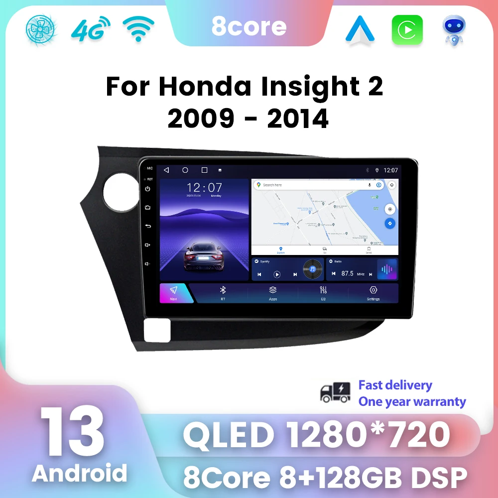

For Honda Insight 2 2009 - 2014 LHD 2Din Android 13 Navigation GPS Audio Autoradio WIFI Carplay Car Multimedia Player Radio 4G