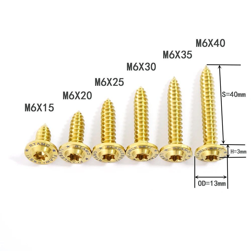 FLAWLESSTI M6x15-40 Gr5 Titanium Self-Stapping Screw Bolt