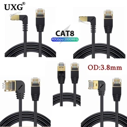 Ultra Slim Cat8 Ethernet Cable SFTP 40Gbps 2000MHz Cat 8 RJ45 Network Lan 90 Degree UP Down Angle Internet RJ 45 Ethernet Cable