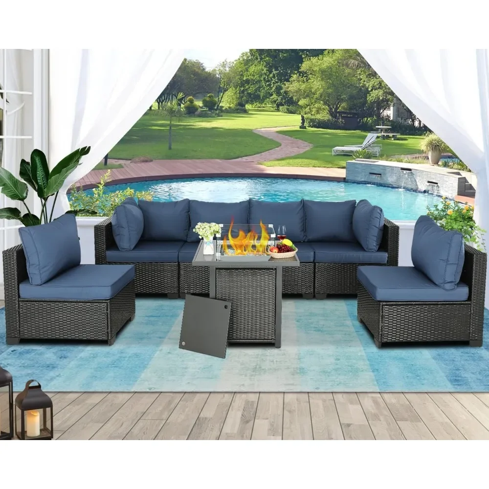 Patio Furniture Sets Outdoor Sectional PE Rattan Outdoor Furniture Patio Conversation Set with Cushions for Balcony Lawn