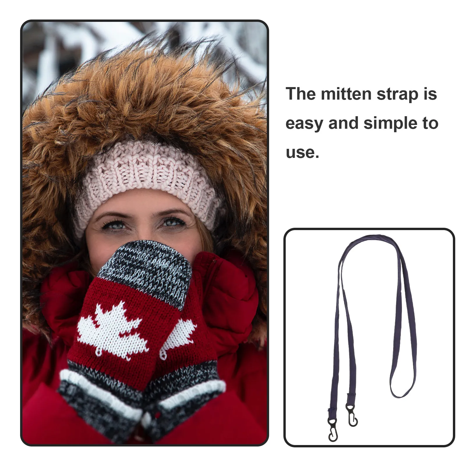 

2 шт. черных ремешков-держателей для перчаток и варежек, предотвращающих потерю, на запястье