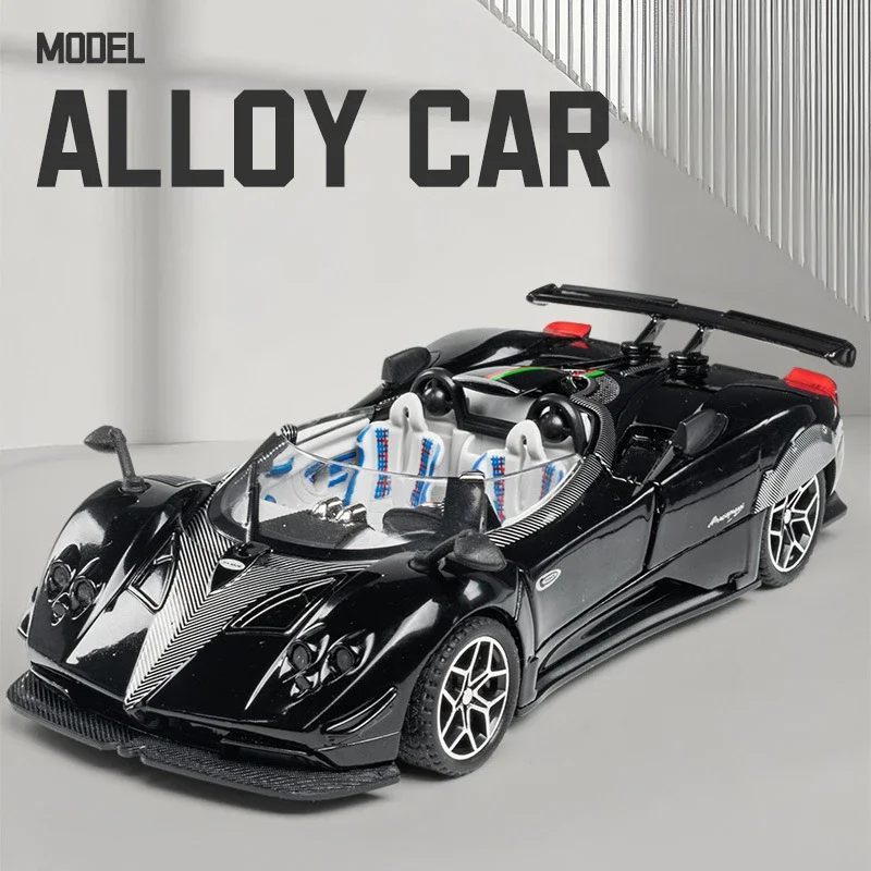 1:32 Zonda HP Barchetta Supercar coche en miniatura de aleación sonido y luz tirar hacia atrás juguete para niños coleccionables regalo de cumpleaños