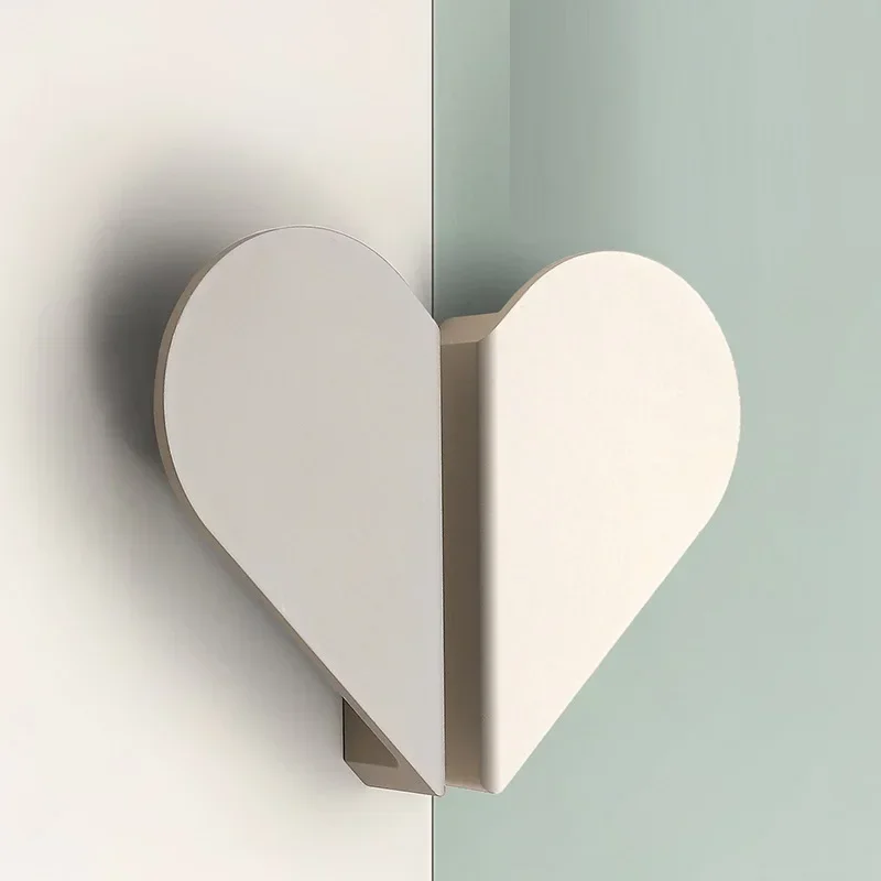Cartoon Heart Kids Cabinet Handles - French Cute Cream Wardrobe Pulls and Drawer Knobs,Modern Minimalist Furniture Handles(Pair)