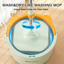 Dirty Separation Mops Floor Cleaning Tools 360°spin Easy To Drain Squeeze Mop Household Cleaning Home Floor Mop Replacable Heads