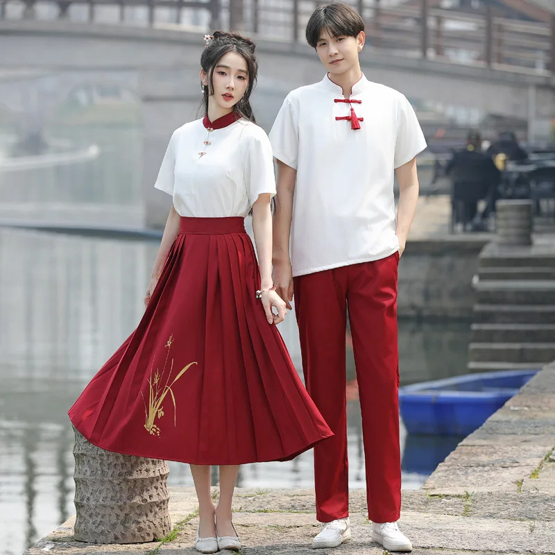 Graduation class uniform, junior high school and high school students, Republic of China style red song competition dress, choir