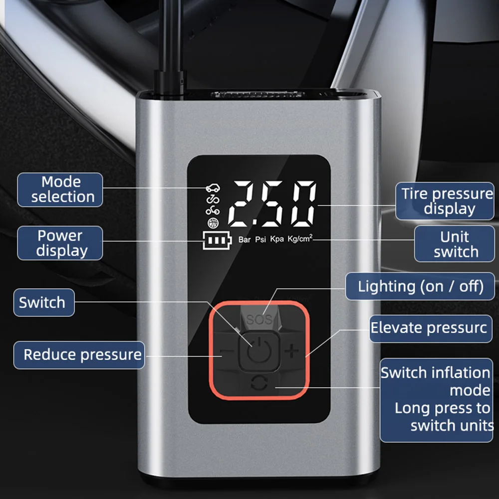 WESOPRO S6 Electrical Air Inflator Mini Portable Wireless Tire Inflatable Pump VS Xiaomi Pump for Car Motorcycle Bicycle Balls