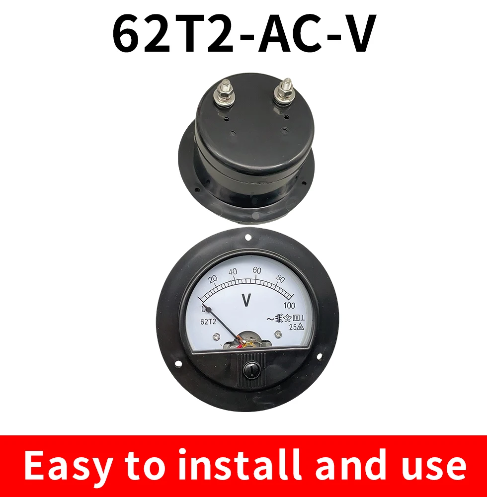 AC 62T2/65C5 3V 5V 10V 15V 20V 30V 50V Class2.5 Analog Voltmeter Voltage Meter Measuring Gauge