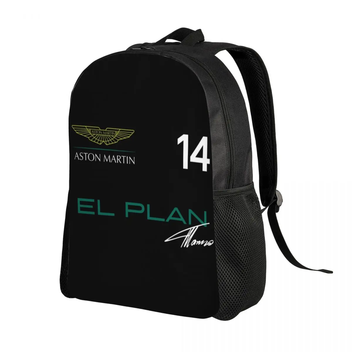 Customized 3D Print Fernando Alonso 14 Aston Martin Backpack  College School Travel Bags Men Women Bookbag Fits 15 Inch Laptop