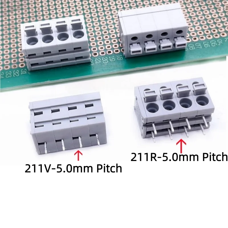 10PCS Spring pressed terminal block DA500-5.0 KF211V 5.0mm 211R 5.0 2P 3P 4P 5P 6Pin screw free quick connect terminal connector