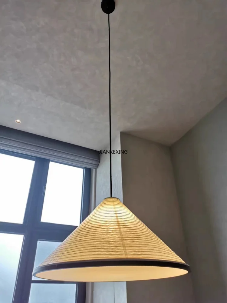 Designer Rice Paper Dining Room Lamp Japanese Style Wabi-sabi Pendant Lights Creative Living Room Round Triangle Atmosphere Lamp