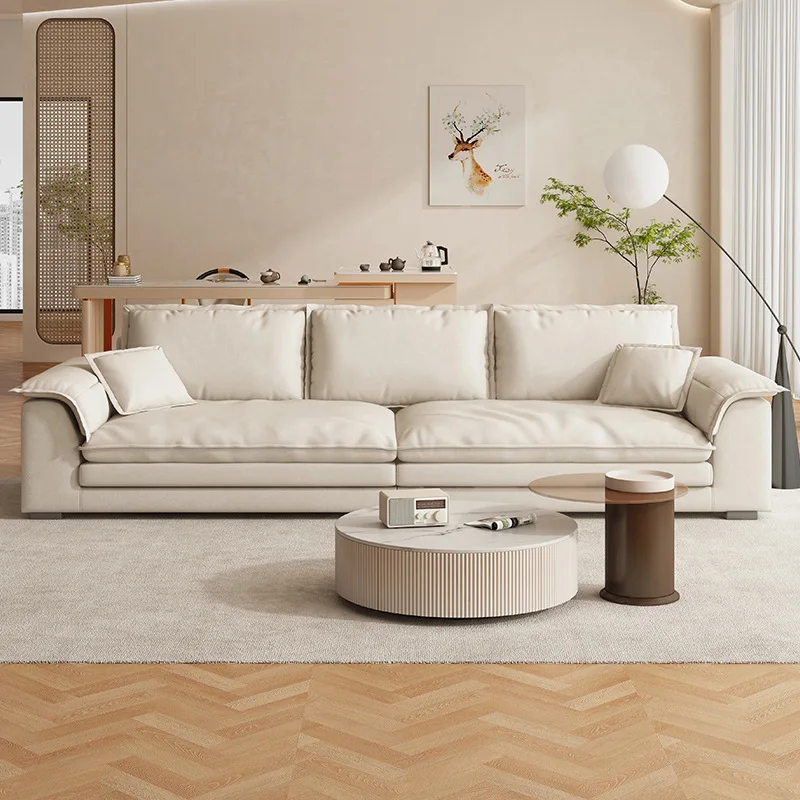 

Minimalist living room in-line cream style fabric sofa combination