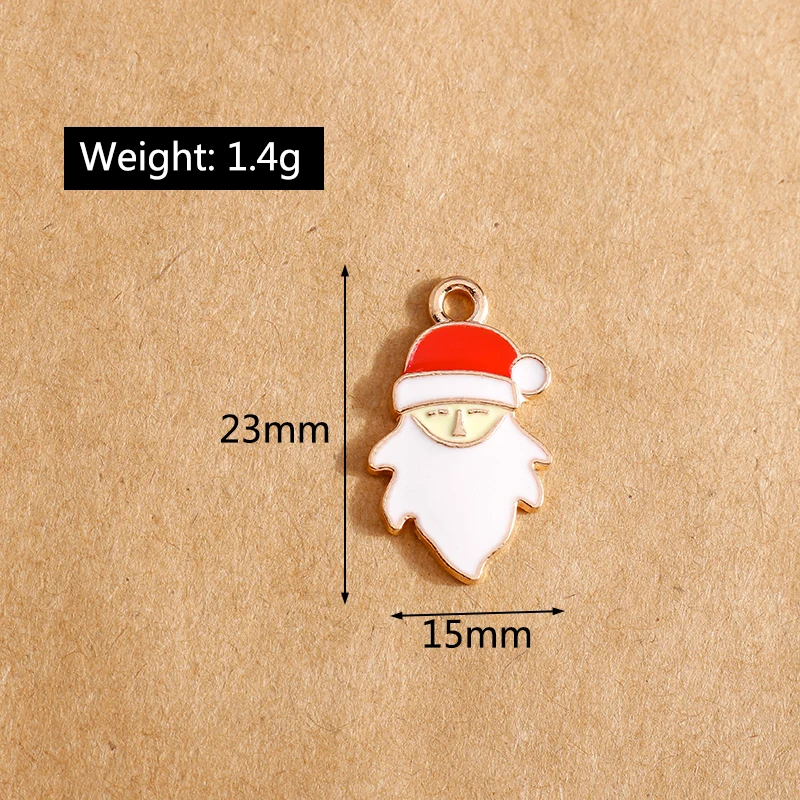 10pcs/Lot Cute Enamel Christmas Charms Deer Snowman Santa Claus Pendants for Necklace Earrings DIY Jewelry Gift Accessories