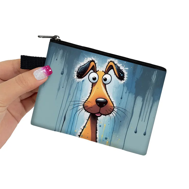 Monedero con pintura acrílica, pingüino, gato, perro, Rana, adolescente, tarjeta de crédito, soporte para auriculares, mono, monedero, bolsa con cremallera