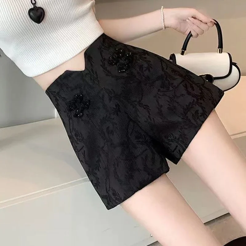 Damskie szorty z wysokim stanem, szerokie, krótkie, moda Kpop, odzież 2025 Y2k Harajuku, zwykłe, letnie, niska cena, elastyczne, modne.