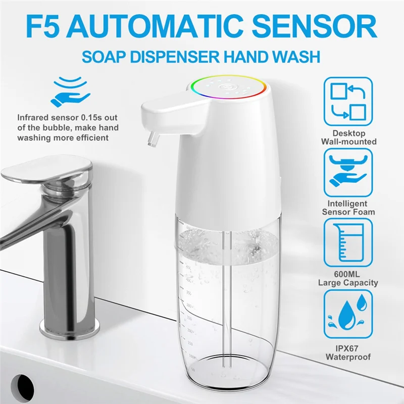 X11A 600Ml Automatic Soap Dispenser Infrared Sensor Type-C Charging Touchless Smart Liquid Soap Dispenser