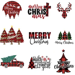 9piece DIY Merry Christmas Festival  thermal transfer Thermo Iron on Decals Heat Transfers Stickers for Clothing Accessories