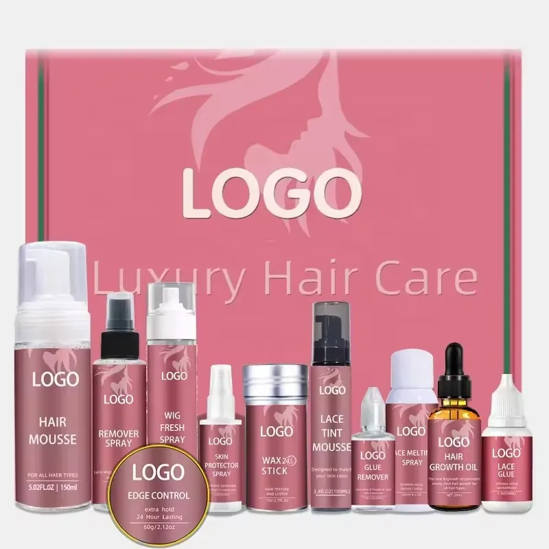 Custom Label Lace Wig Glue Waterproof/Adhesive Remover/Hair Wax Stick/Tint Spray/Tint Mousse/Edge Control/Melting Spray Kit