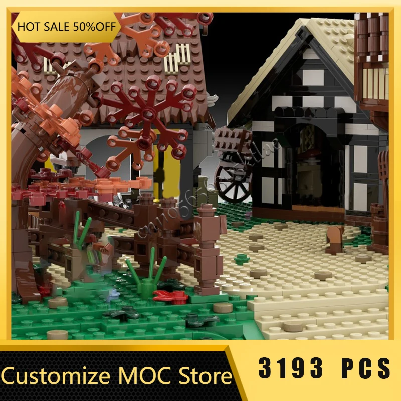 3193 pièces personnaliser maisons médiévales Village Diorama bloc de construction modèle enfants Puzzle assemblage jouets de construction cadeaux de noël