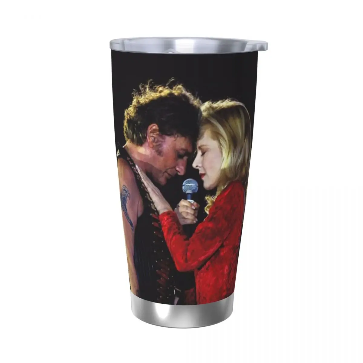 Johnny Hallyday And Sylvie Insulated Tumbler with Straws Lid Rock Music Vacuum Coffee Mugs Double Wall Hot Cold Drinks Cups 20oz