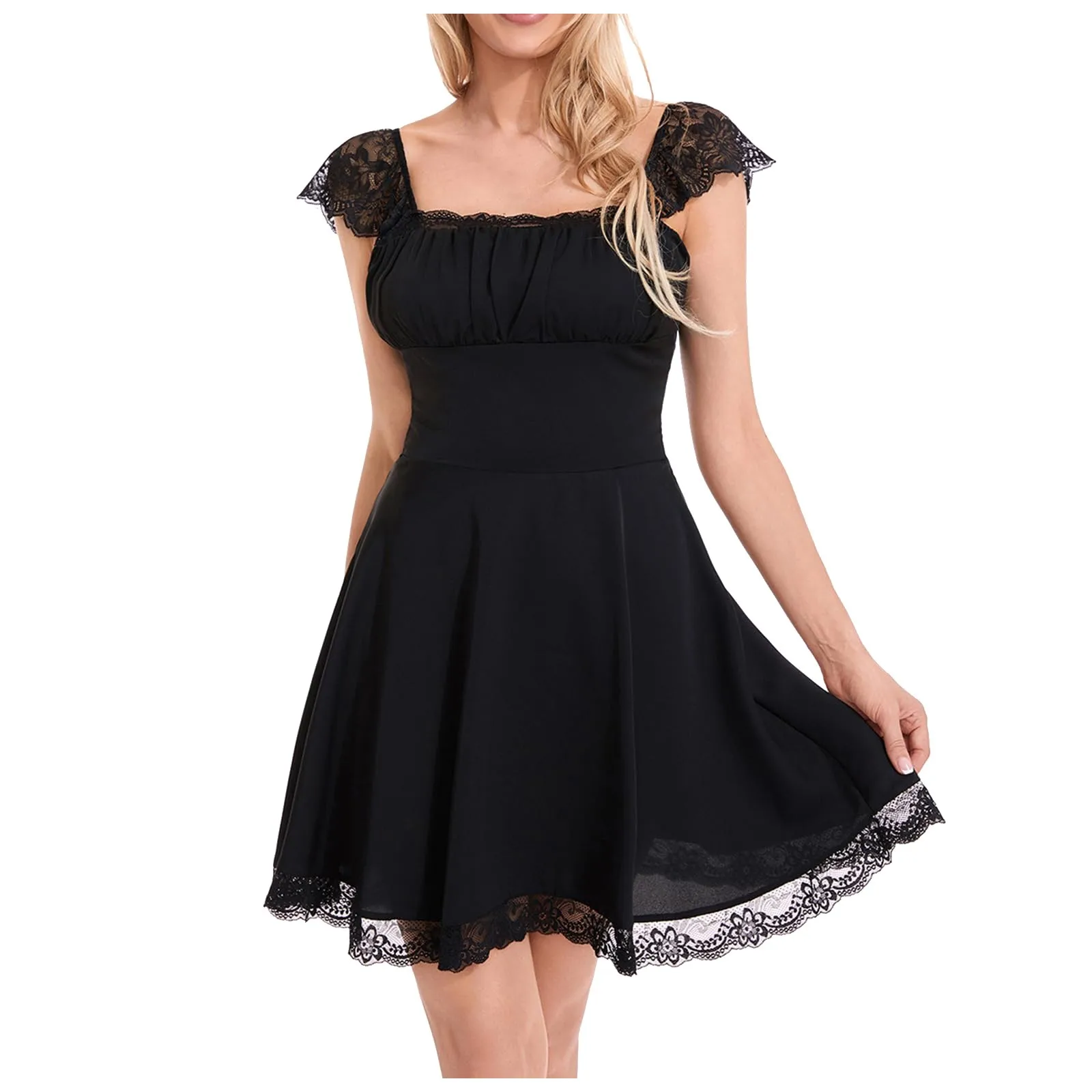 Women Lace Black Mini Dress Strap Elegant For Women Fashion Sleeveless Backless Loose Sexy Short Dresses Vestido Clubwear