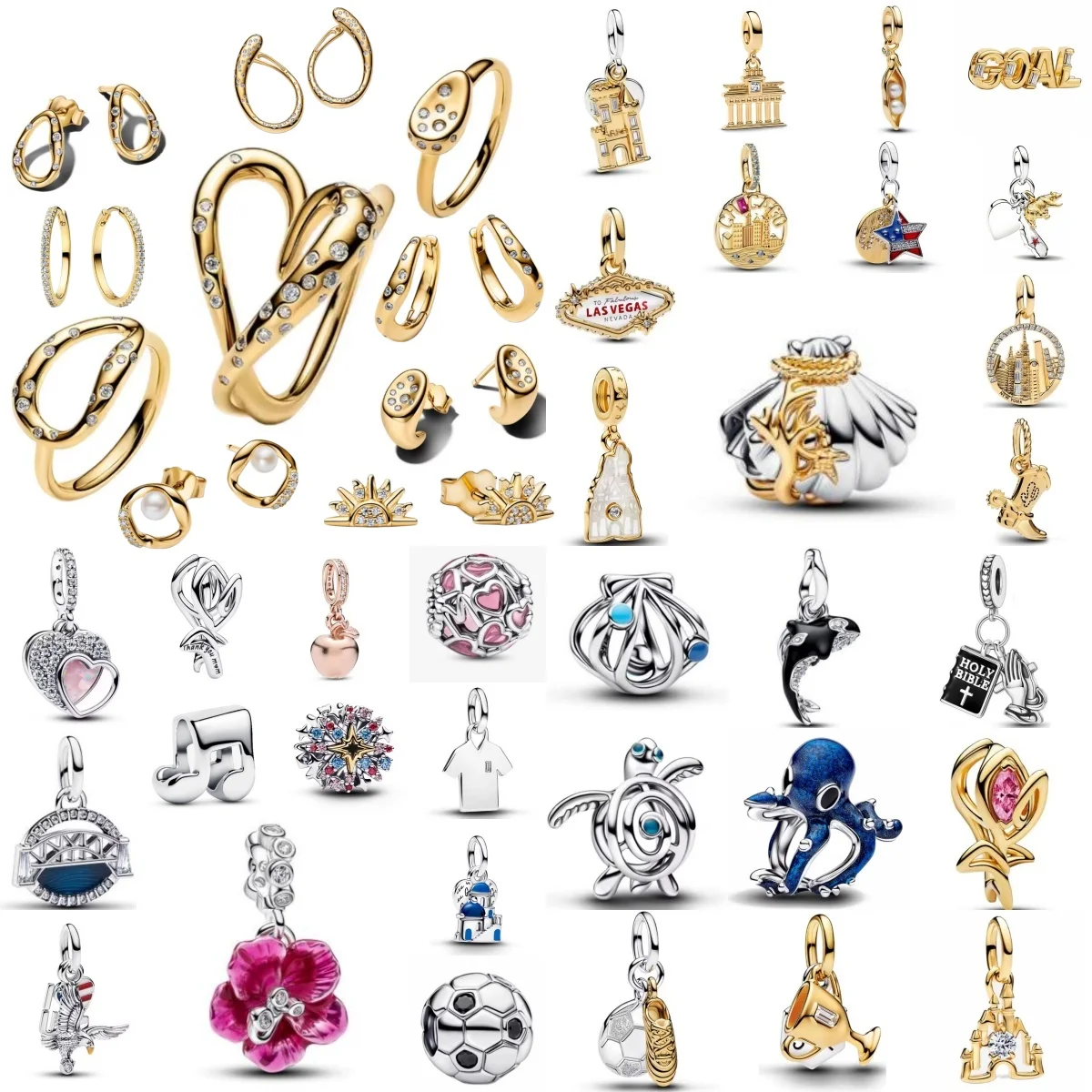 Hot Selling 925Silver Castle Octopus Turtle Tulip Charm Talisman Pendant Fit Original Bracelet DIY Accessories Exquisite Jewelry