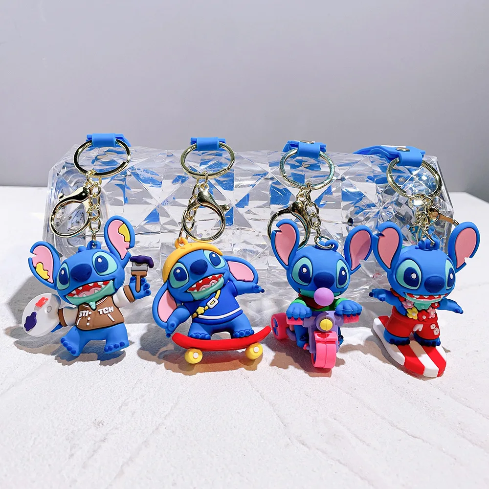 Dress up Stitch keychain soft plastic figurine PVC car keychain pendant doll machine gift