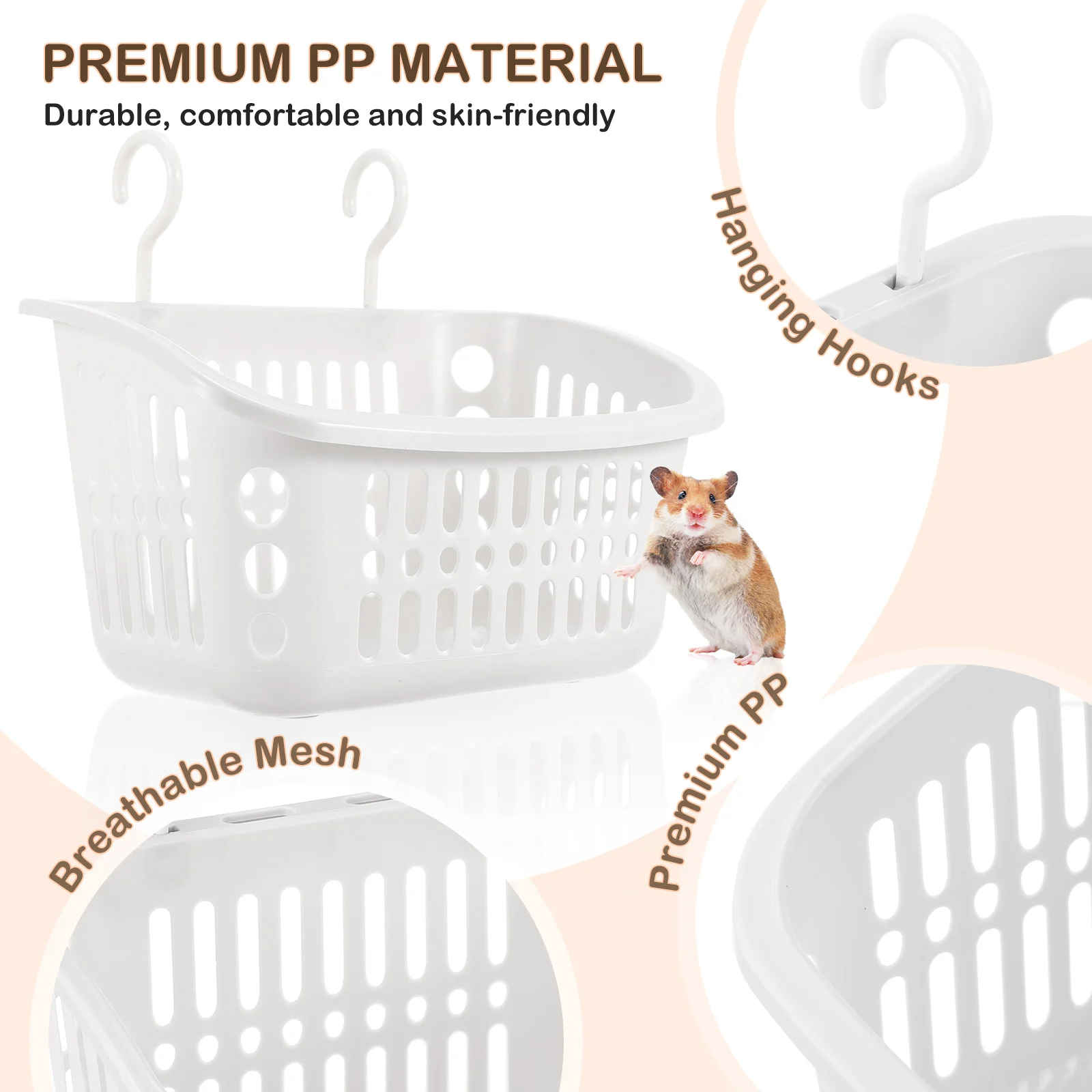 

2Pcs Pet Hamster Hanging Baskets Durable Comfortable Small Animal Toys Rat Cage Accessories Plastic Nests Breathing Mesh Design