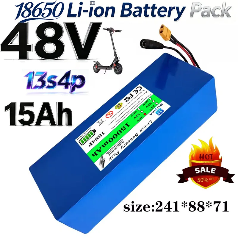18650 13S4P lithium battery 48V 15000mAh 800W high power battery suitable for various transportation vehicles