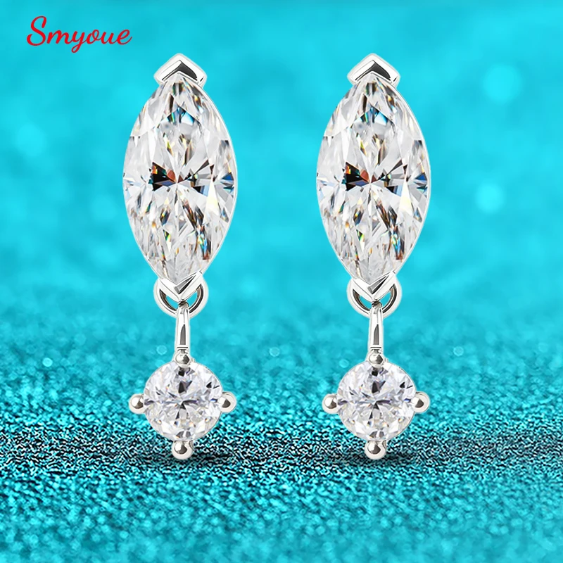 

Smyoue 3 Color Rose Gold All Moissanite Stud Earrings for Women Girls Sparkling Jewelry Marquise Cut 925 Sterling Silver Jewelry