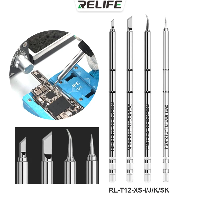 RELIFE RL-T12-XS-I/J/SK/K Tip Set Soldering Iron Universal For T12 Station Heating Core Part Electronic Repair Welding Tool Kit