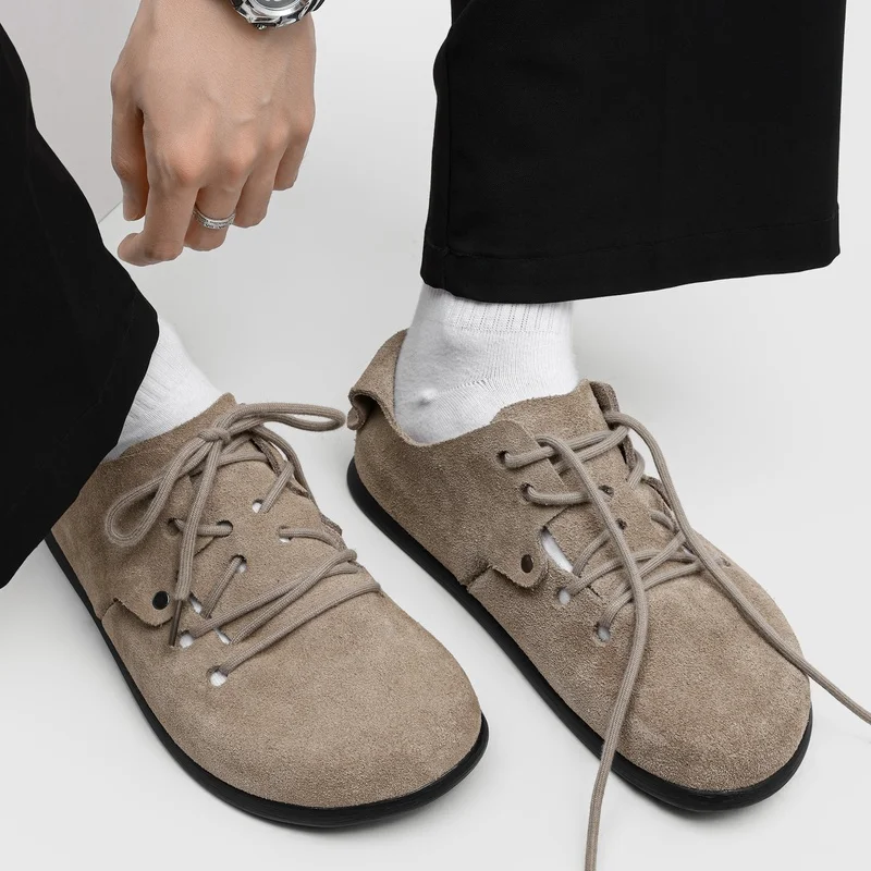 

High Quality Japanese Men Retro Frosted Single Shoe Soft Elastic Wide Feet Providing A Relaxed Feeling for Daily Wear Aesthetics