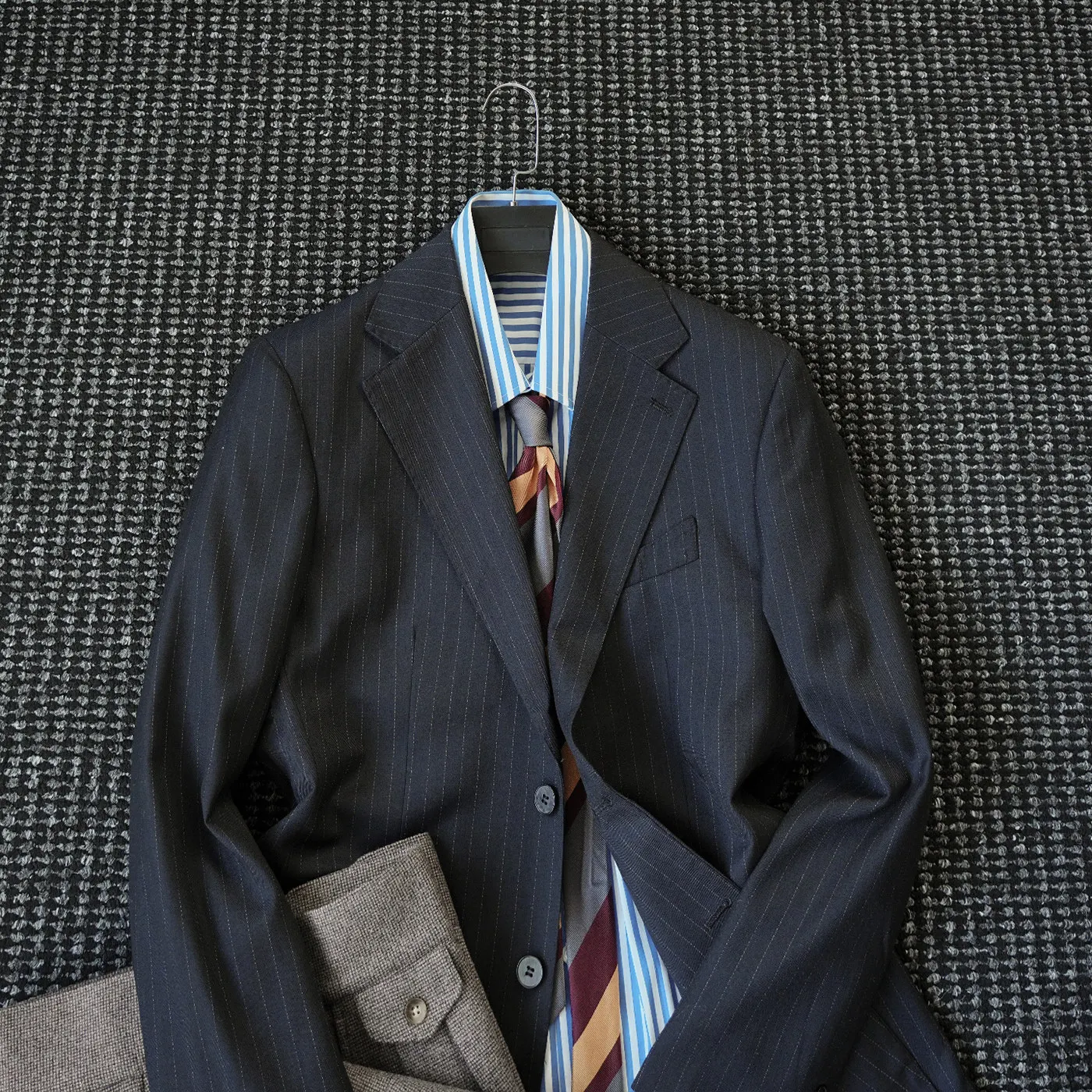 

Haute couture business casual striped suit men's wool blended blazer