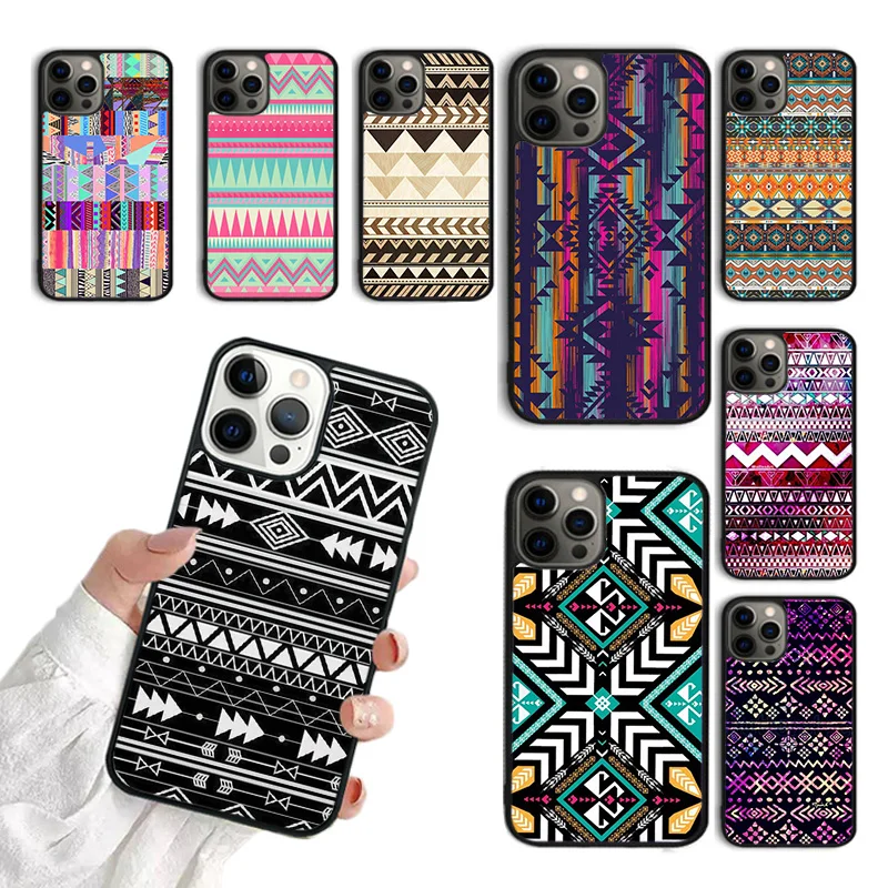 Tribal Aztec Geometric Phone Case For iPhone 16 15 SE2020 6 7 8 plus 11 12 mini 13 14 pro max cover  coque