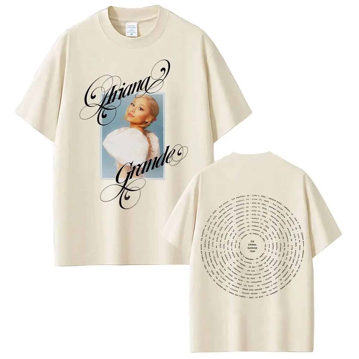 Singer Ariana Grande Tour 2026 Print T-Shirt Men's Women Fashion T-Shirt Loose Casual Cotton Vintage Hip-hop T-shirts Fan Gifts