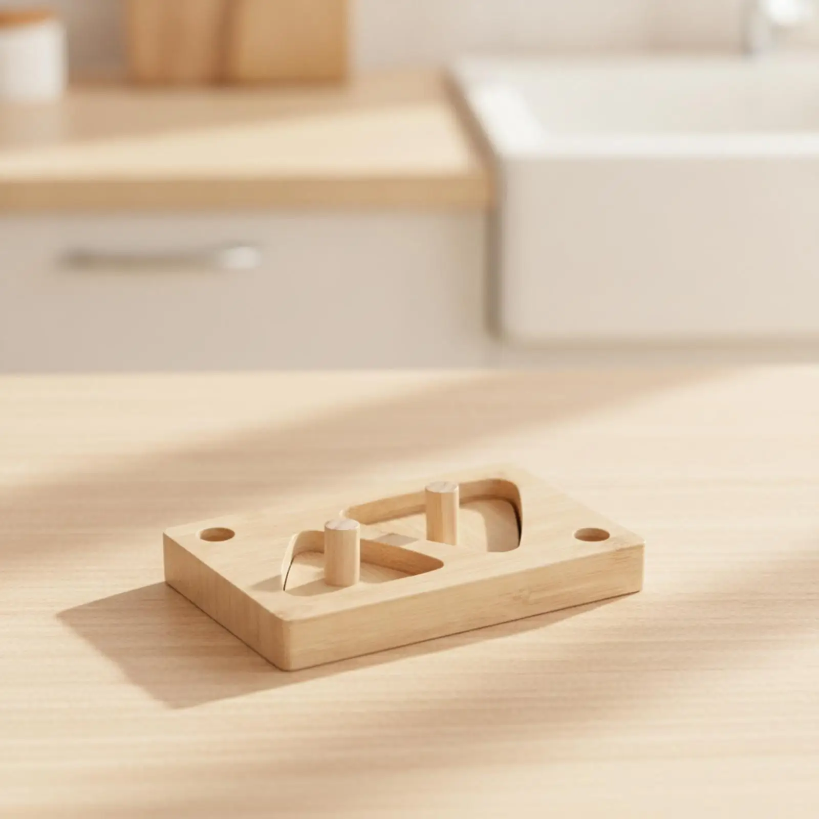 Wooden Rice Ball Mold for Bento Making Japanese Kitchen Utensils with Round Finger Holes for Firm Grip and Lift