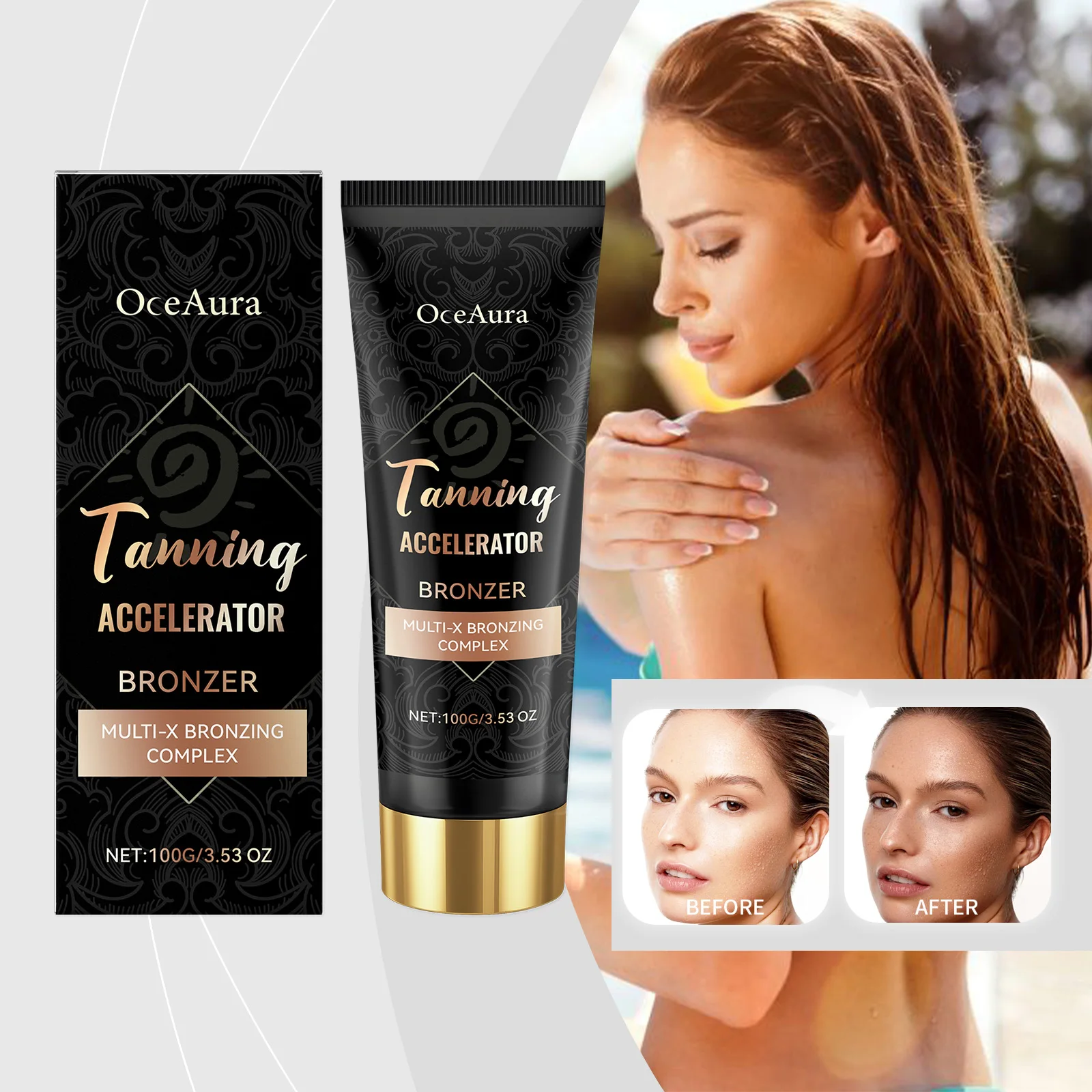 100g - 속효성 셀프 태너, 자연스러운 래디언스, 선리스 태닝 로션