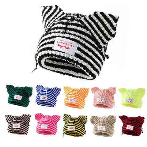 Vinter Skullies Mössa Unisex Kattöron Mössa Varm Virkad Stickad Mössa Kostym Mössa Dam Julklapp Hiphop Mössa Kall Mössa 8 best sales virkad mössa - №3