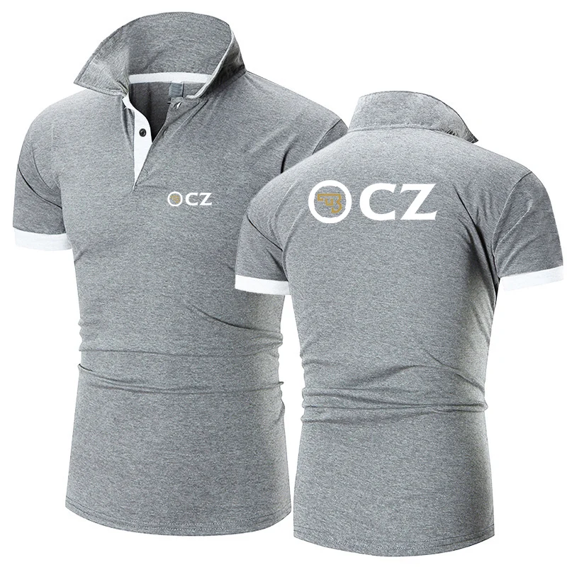 CZ Ceska Zbrojovka 2023 Men's New Summer Hot Sale Fashion Cotton Breathable Polos Shirt Casual Solid Color Slim Fit Top Clothing