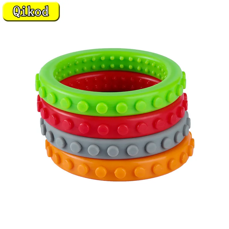 Sensory Chew Wristband Chewy Kids Silicone Biting Circle Teether Toy, Silicone Teether for Children with Autism Teething Toys