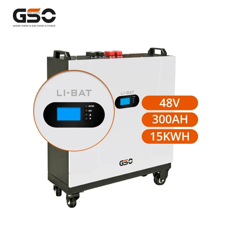 

GSO 48V 300Ah Solar battery with wheel 15Kw Home Storage 15Kwh 48V Lifepo4 Lithium Battery