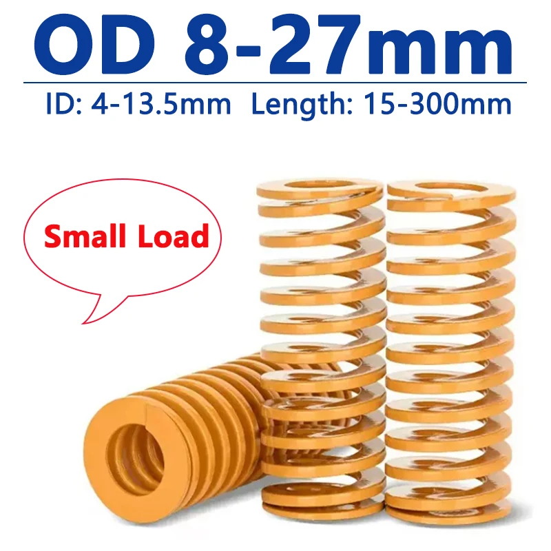 1pc Yellow Small Load Die Mold Spring Compression Spring Steel Outer Diameter 8 10 12 14 16 18 20 22 25 27mm Length 15-300mm