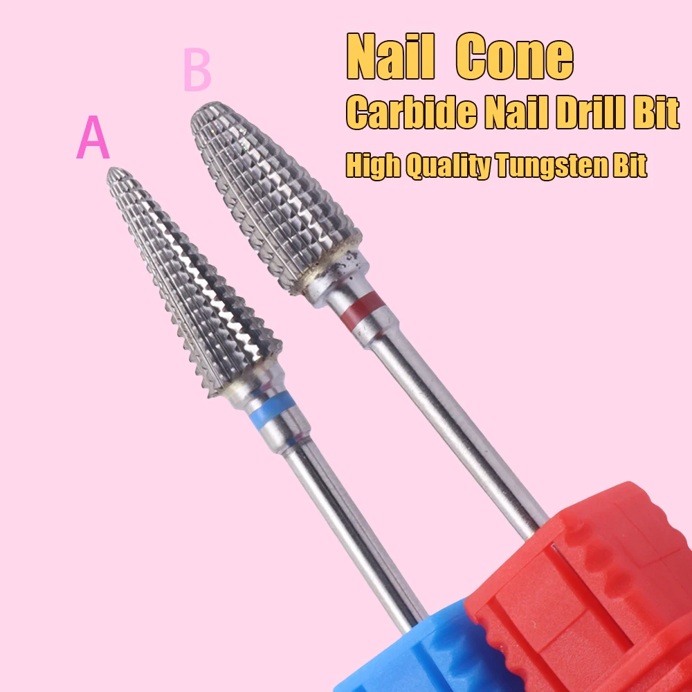 Brocas de aço de tungstênio para unhas, brocas de carboneto de 3/32 '', remoção rápida para manicure, pedicure e polimento de cutícula