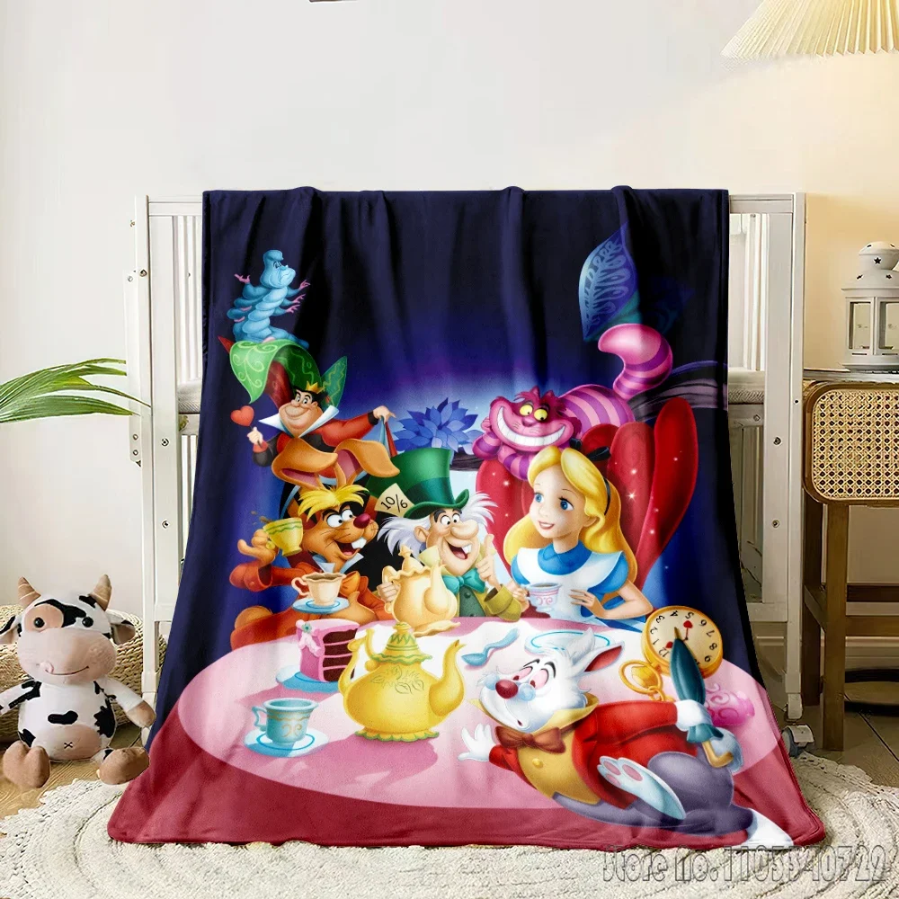 Alice im Wunderland Cartoon 3D-gedruckte süße Kinderdecke Überwurf für Bett Sofa Dekor Fleece Nickerchen Decken Jungen Mädchen Kinder Geschenk