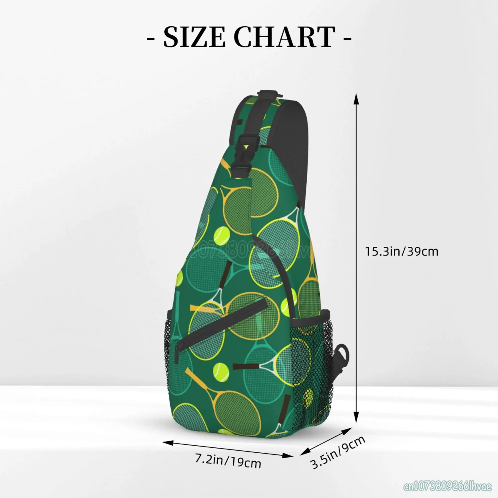 Tennis Rackets and Balls print Outdoor Sling Backpack Crossbody Chest Bag Daypack for Hiking Travel Unisex Chest Bag Daypack