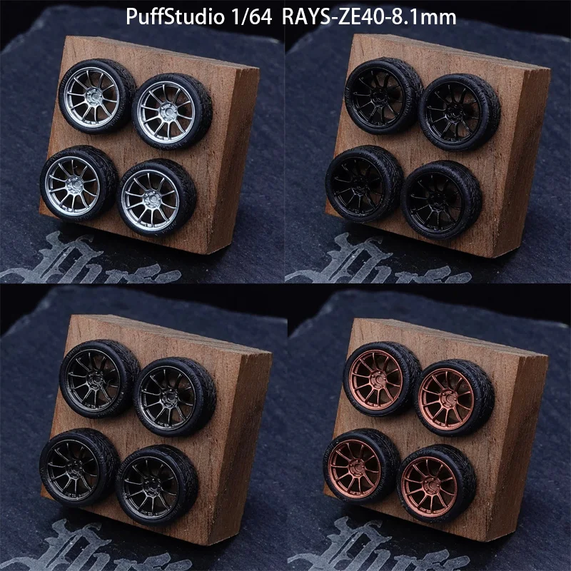 

PuffStudio 1/64 scale wheel hub RAYS-ZE40-8.1mm Insertion Axle Hub Resin Model Wheel Modification Toy