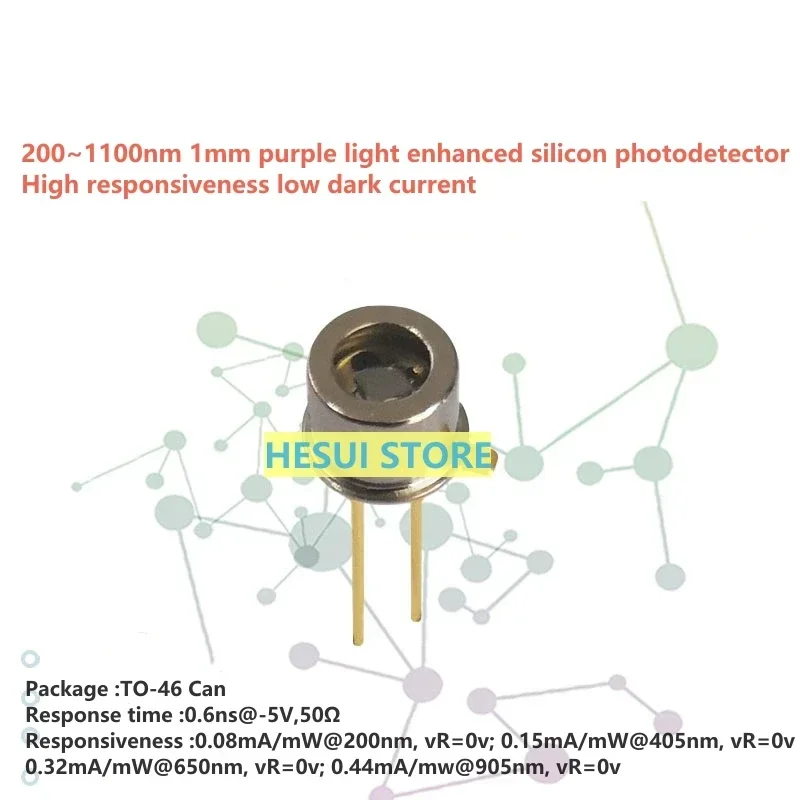 200~1100nm 1mm violet enhanced silicon photodetector with high responsivity and low dark current
