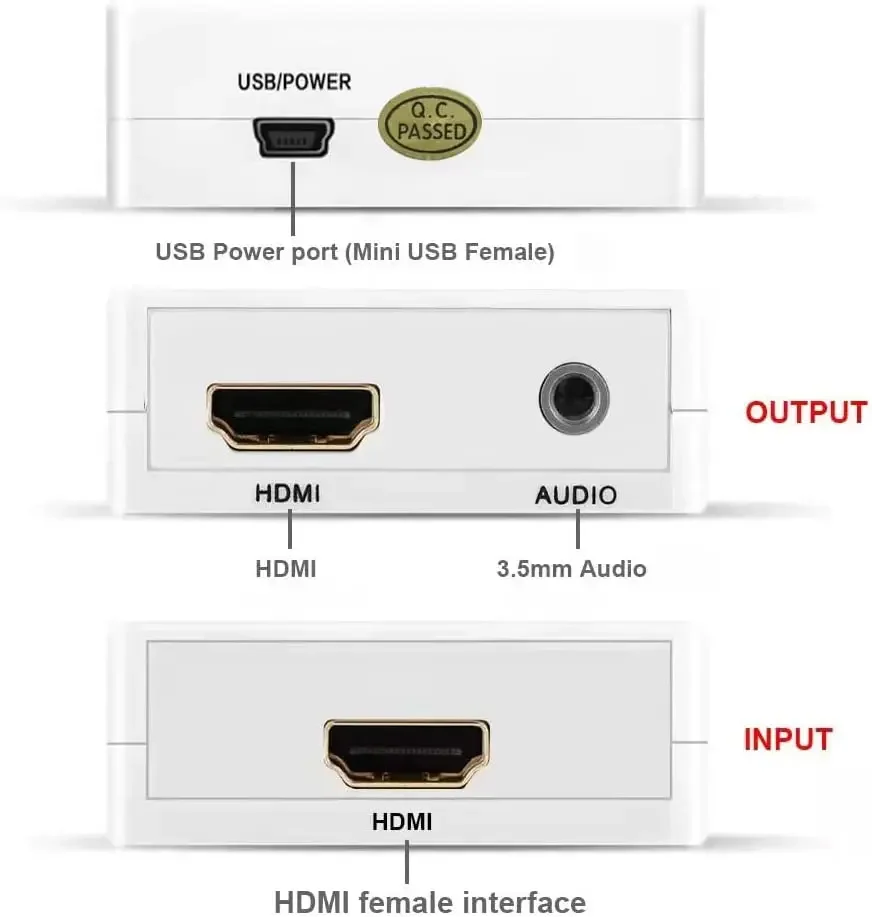 1080P HDMI-compatible Audio Extractor HDMI-compatible to 3.5mm Jack AUX Audio Converter for TV-box PC Speaker Laptop HDTV