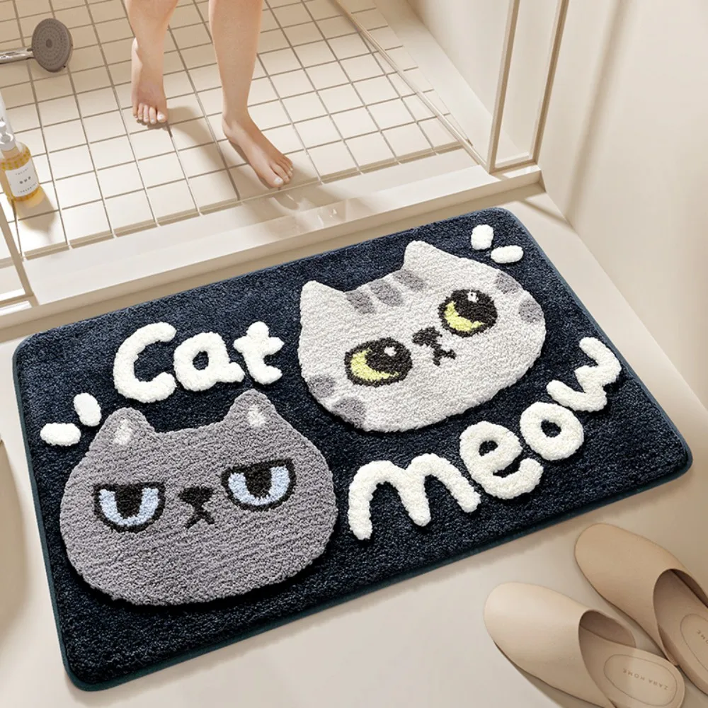 VIKAMA Ins Style Cartoon Tiger Bathroom Floor Mat Absorbent Non Slip Bedroom Entrance Suitable Adorable Home Decoration