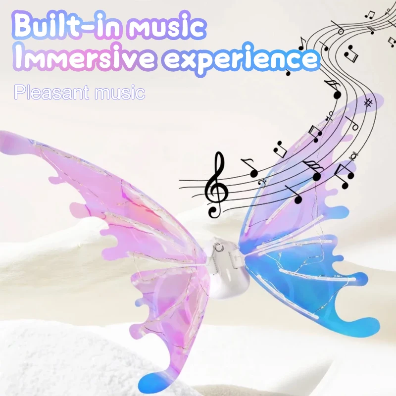 Electric Fairy Wings for Girl Light Up Moving Butterfly Wings with Music Kids Gift for Halloween Birthday Party Cosplay Dress Up