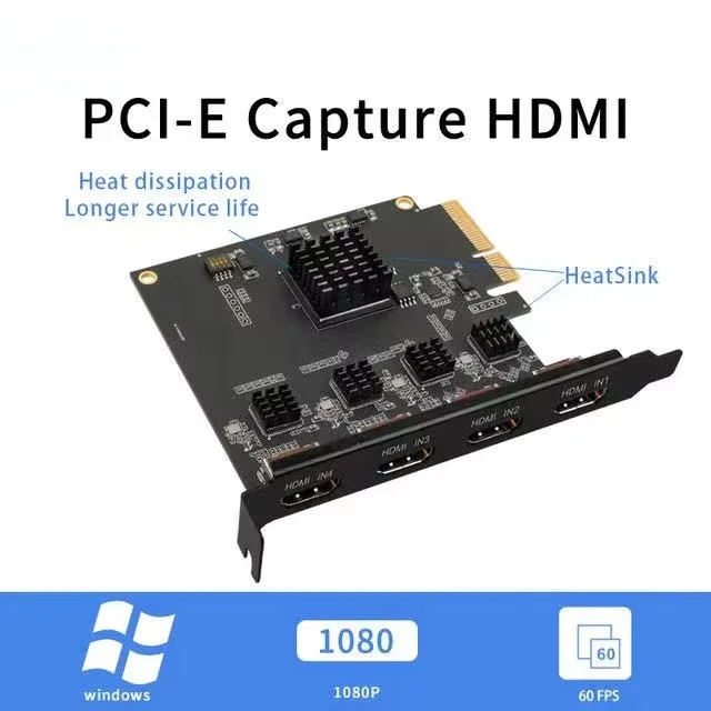 ACASIS livraison directe carte de Capture vidéo à 4 canaux pour jeu PCIe 1080p60 Vmix OBS Streaming